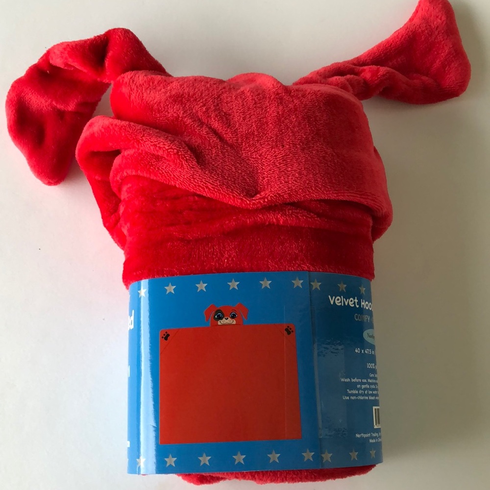 ♥️ 40"x47" Red Plushy Puppy Hoodie Blanket/Robe - Picture 5 of 9
